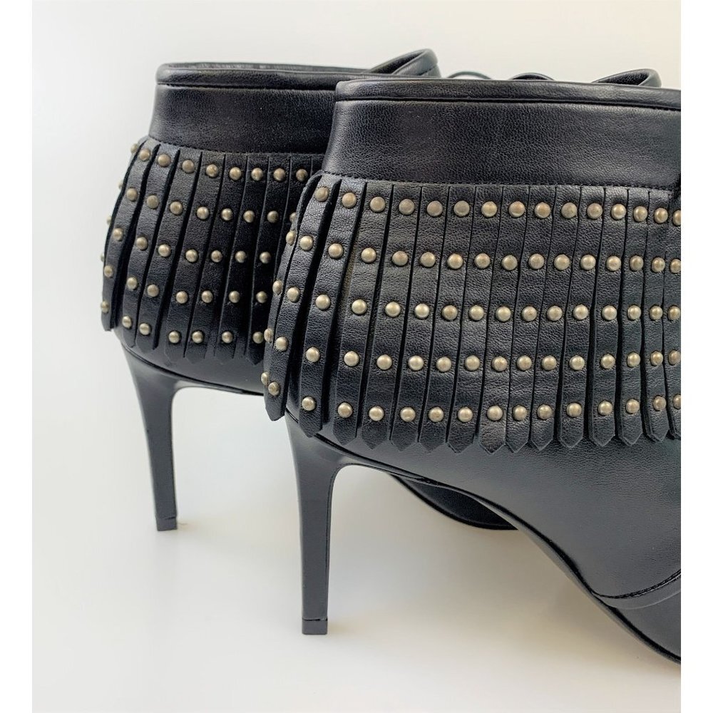 NIB Saint Laurent Paris open toe fringe booties Size 35.5 - Picture 5 of 11